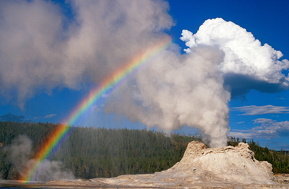 Castle Geyser with Rainbow, Yellowstone NP